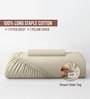 Beige Solid 400 TC Cotton Single Sized Fitted sheet with 1 Pillow Cover