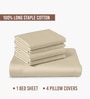 Beige Solid 400 TC Cotton Super King Sized Bedsheet with 4 Pillow Covers