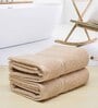 Beige Solid 500 GSM Cotton Hand Towels (Set of 2)