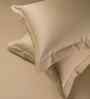 Beige Solid Beige With Geometric Embroidery 1400 TC Cotton King Double Bedsheet With 2 Pillow Covers