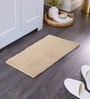 Beige Solid Cotton 24x16 Inches AntiSkid Bath Mat