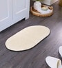 Beige Solid Cotton 31x20 Inches AntiSkid Bath Mat