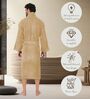 Beige Solid Cotton Men Bath Robe With Belt (L)