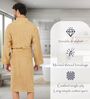Beige Solid Cotton Men Bath Robe With Belt (M)