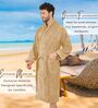 Beige Solid Cotton Men Bath Robe With Belt (S)