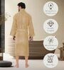 Beige Solid Cotton Men Bath Robe With Belt (XL)