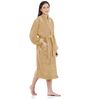 Beige Solid Cotton Women Bath Robe With Belt (M)