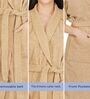 Beige Solid Cotton Women Bath Robe With Belt (S)