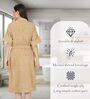 Beige Solid Cotton Women Bath Robe With Belt (S)