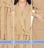 Beige Solid Cotton Women Bath Robe With Belt (XL)