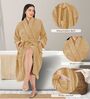 Beige Solid Cotton Women Bath Robe With Belt (XL)