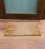 Beige Solid Faux Leather 20x30 Inches AntiSkid Bath Mat