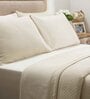 Beige Solid GSM 320 Cotton Double Bed Cover