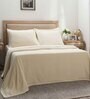 Beige Solid GSM 320 Cotton Double Bed Cover