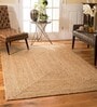 Beige Solid Jute 3 ft x 5 ft Hand Woven Carpet