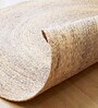 Beige Solid Jute 3 ftx3 ft Hand Woven Carpet