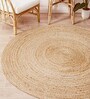 Beige Solid Jute 3 ftx3 ft Hand Woven Carpet