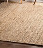Beige Solid Jute 5 ft x 7 ft Hand Woven Carpet