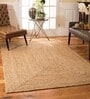 Beige Solid Jute 5 ft x 7 ft Hand Woven Carpet