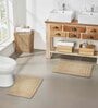 Beige Solid MicroFibre 14x10 Inches Antiskid Bath Mats