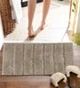 Beige Striped MicroFibre 14x10 Inches Antiskid Bath Mats