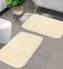 Beige Solid Microfibre 20x14 Inches AntiSkid Bath Mats (Set of 2)