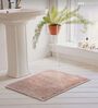 Beige Solid Polyester 24x16 Inches AntiSkid Bath Mat (1 Pc)