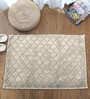 Beige Geometric Polyester 24x16 Inches Super Soft Bath Mat
