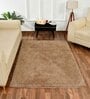 Beige Solid Polyester 3 ft x 5 ft Machine made Carpet