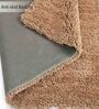 Beige Solid Polyester 3 ft x 5 ft Machine made Carpet