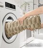 Beige Solid Polyester 3 X 5 Feet Turtle Fur Machine Made Carpet