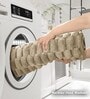 Beige Solid Polyester 4 X 6 Feet Turtle Fur Machine Made Carpet