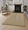 Beige Solid Polyester 4 X 6 Feet Turtle Fur Machine Made Carpet