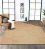 Beige Solid Polyester 4x6 Feet Machine Made Carpet