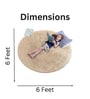 Beige Solid Polyester 6X6 Feet Machine Made Shaggy Round Carpet