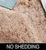 Beige Solid Polyester 6X6 Feet Machine Made Shaggy Round Carpet