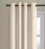 Beige Solid Cotton 9 Ft Light Filtering Eyelet Door Curtain