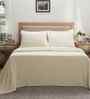 Beige Solid TC 256 Cotton Double Bed Bedcover