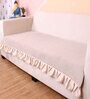 Beige Solid Velvet 1 Seater Quilted Sofa Cover (Protector) with Frill