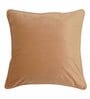 Beige Solid Velvet 16 x 16 Inches Cushion Cover