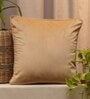Beige Solid Velvet 16 x 16 Inches Cushion Cover