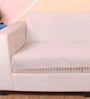 Beige Solid Velvet 3 Seater Quilted Sofa Cover (Protector) with Pompom