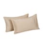 Beige Solid Velvet 27x18 Inches Pillow Covers (Set of 2)