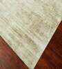 Beige Solid Viscose 6 ft X 9 ft Hand Woven Rectangle Carpet