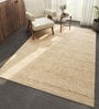 Beige Solid Wool 6 ft X 9 ft Hand Woven Carpet