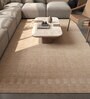 Beige Solid Wool 6 ft X 9 ft Hand Woven Carpet