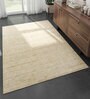 Beige Solid Wool 6 ft X 9 ft Hand Woven Carpet