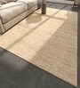 Beige Solid Wool 6 ft X 9 ft Hand Woven Carpet