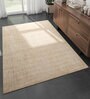 Beige Solid Wool 6 ft X 9 ft Hand Woven Carpet