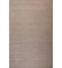 Beige Solid Wool and Viscose 5 ft X 8 ft Hand Woven Carpet